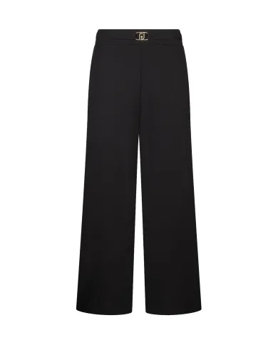 LIU JO Pantaloni Donna MF5260J1930 AI 25/26 relaxed stile flare cropped 22222 NERO LIU JO Pantaloni Donna MF5260J1930 AI 25/26 relaxed stile flare cropped 22222 NERO
