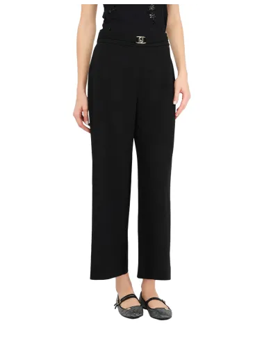LIU JO Pantaloni Donna MF5260J1930 AI 25/26 relaxed stile flare cropped 22222 NERO LIU JO Pantaloni Donna MF5260J1930 AI 25/26 relaxed stile flare cropped 22222 NERO