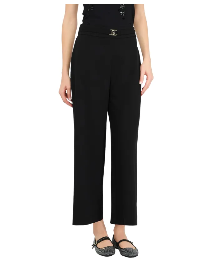 LIU JO Pantaloni Donna MF5260J1930 AI 25/26 relaxed stile flare cropped 22222 NERO LIU JO Pantaloni Donna MF5260J1930 AI 25/26 relaxed stile flare cropped 22222 NERO