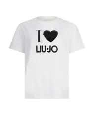 LIU JO T-shirt Donna MF5345JS923 AI 25/26 cotone con stampa logata M9683 B.CO heart