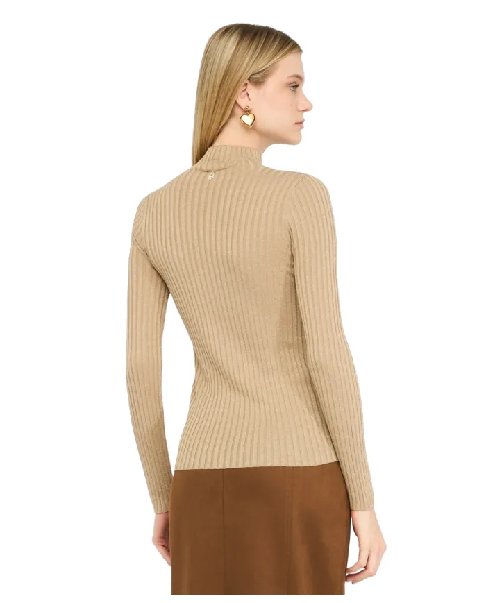 LIU JO Dolcevita Donna MF5389MS46J AI 25/26 viscosa con lavorazione a costine 04869 ORO LUREX