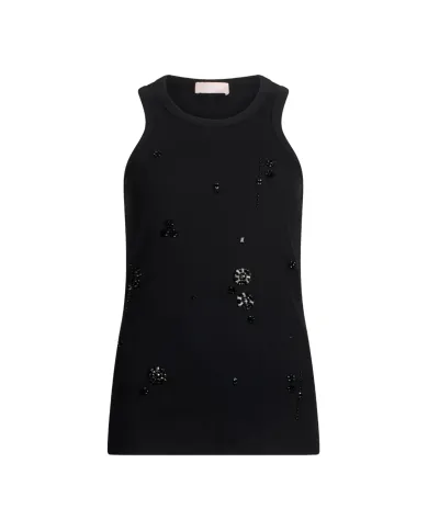 LIU JO Canotta Donna MF5447J4822 AI 25/26 cotone con ricami gioiello applicati P9124 nero/flower stone LIU JO Canotta Donna MF5447J4822 AI 25/26 cotone con ricami gioiello applicati P9124 nero/flower stone