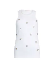 LIU JO Canotta Donna MF5447J4822 AI 25/26 cotone con ricami gioiello applicati P9125 b.co topaz stone