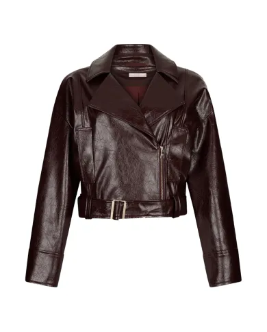 LIU JO Giubbotto Donna UF5231E1038 AI 25/26 ecopelle stile biker con cinta abbinata X0722 port royal shiny LIU JO Giubbotto Donna UF5231E1038 AI 25/26 ecopelle stile biker con cinta abbinata X0722 port royal shiny