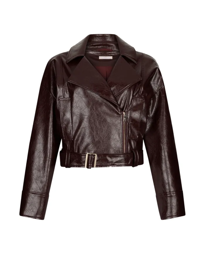 LIU JO Giubbotto Donna UF5231E1038 AI 25/26 ecopelle stile biker con cinta abbinata X0722 port royal shiny LIU JO Giubbotto Donna UF5231E1038 AI 25/26 ecopelle stile biker con cinta abbinata X0722 port royal shiny