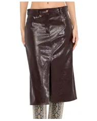 LIU JO Gonna Donna UF5232E1038 AI 25/26 ecopelle longuette con spacco X0722 port royal shiny