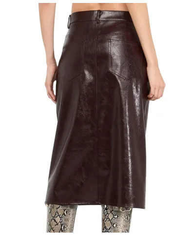 LIU JO Gonna Donna UF5232E1038 AI 25/26 ecopelle longuette con spacco X0722 port royal shiny LIU JO Gonna Donna UF5232E1038 AI 25/26 ecopelle longuette con spacco X0722 port royal shiny