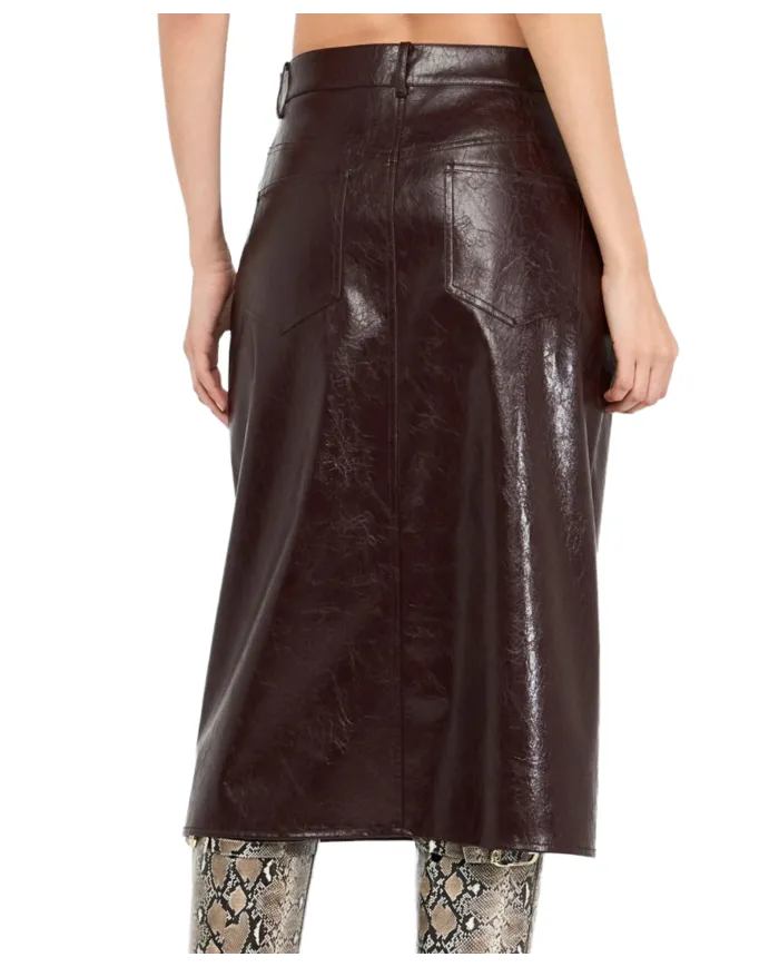 LIU JO Gonna Donna UF5232E1038 AI 25/26 ecopelle longuette con spacco X0722 port royal shiny