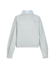 LIU JO Felpa Donna UF5254F0873 AI 25/26 cotone dotata di colletto con dettagli strass 03658 grigio mel stripe