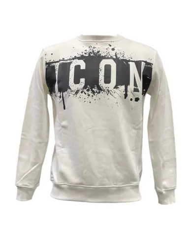 ICON Felpa Uomo ICUF2W6F013 AI 25/26 cotone con maxi stampa 00 OFF WHITE ICON Felpa Uomo ICUF2W6F013 AI 25/26 cotone con maxi stampa 00 OFF WHITE