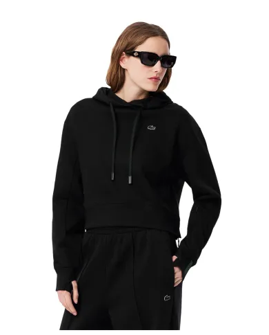 LACOSTE Felpa Donna SF0281 AI 25/26 cotone comfort con cappuccio 031 NERO LACOSTE Felpa Donna SF0281 AI 25/26 cotone comfort con cappuccio 031 NERO