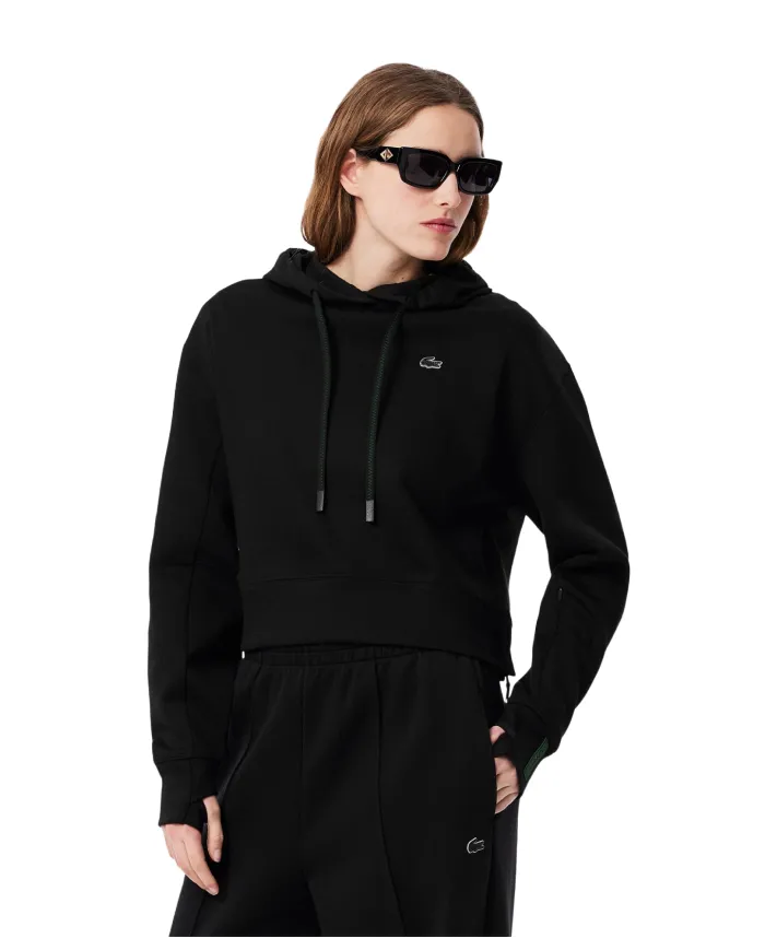 LACOSTE Felpa Donna SF0281 AI 25/26 cotone comfort con cappuccio 031 NERO LACOSTE Felpa Donna SF0281 AI 25/26 cotone comfort con cappuccio 031 NERO