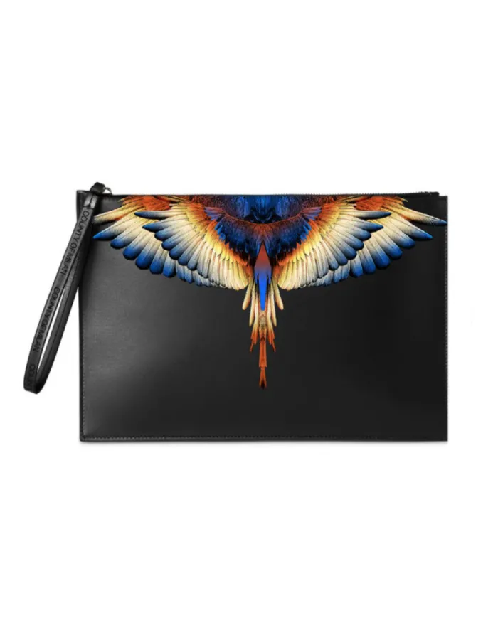 COUNTY OF MILAN Pochette Uomo COMAF250133 AI 25/26 ecopelle con stampa wings 01 nero/yellow wings