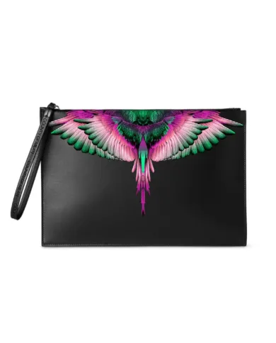 COUNTY OF MILAN Pochette Donna COMAF250134 AI 25/26 ecopelle con stampa wings 02 nero/pink wings