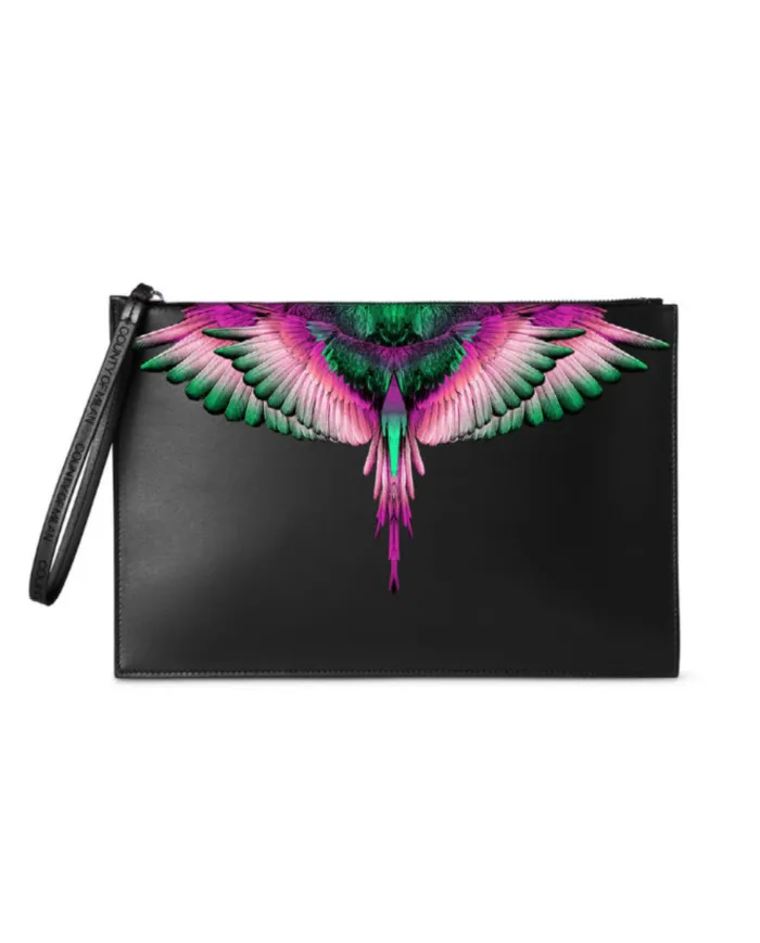 COUNTY OF MILAN Pochette Donna COMAF250134 AI 25/26 ecopelle con stampa wings 02 nero/pink wings