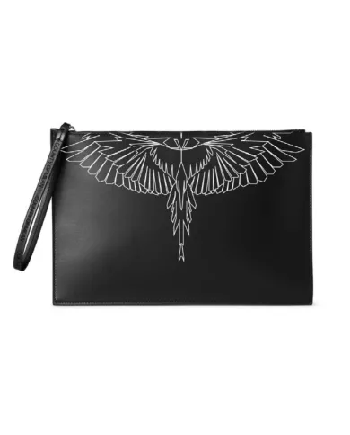COUNTY OF MILAN Pochette Uomo COMAF250137 AI 25/26 ecopelle con stampa wings 04 nero/white wings COUNTY OF MILAN Pochette Uomo COMAF250137 AI 25/26 ecopelle con stampa wings 04 nero/white wings