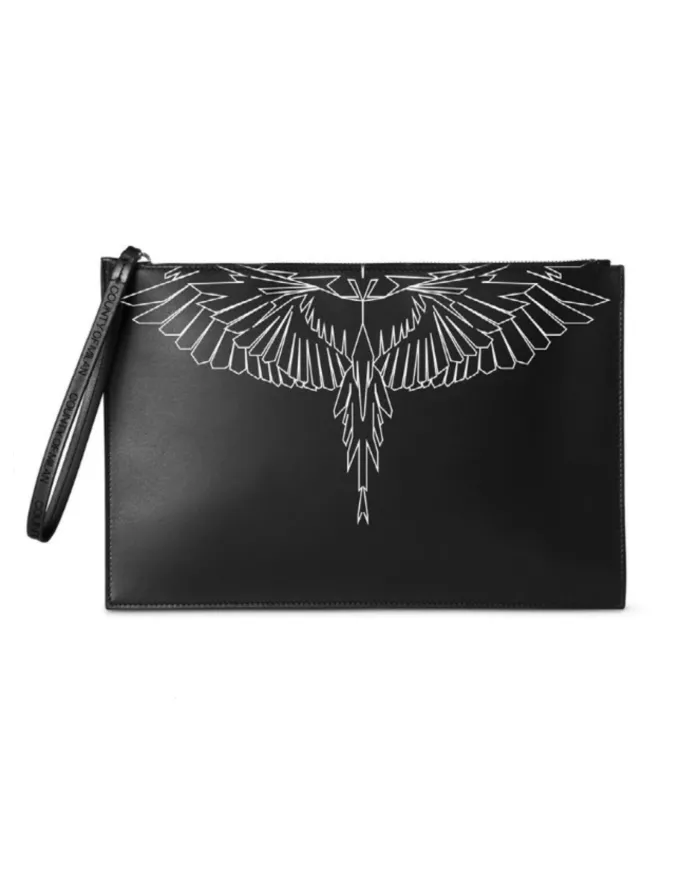 COUNTY OF MILAN Pochette Uomo COMAF250137 AI 25/26 ecopelle con stampa wings 04 nero/white wings