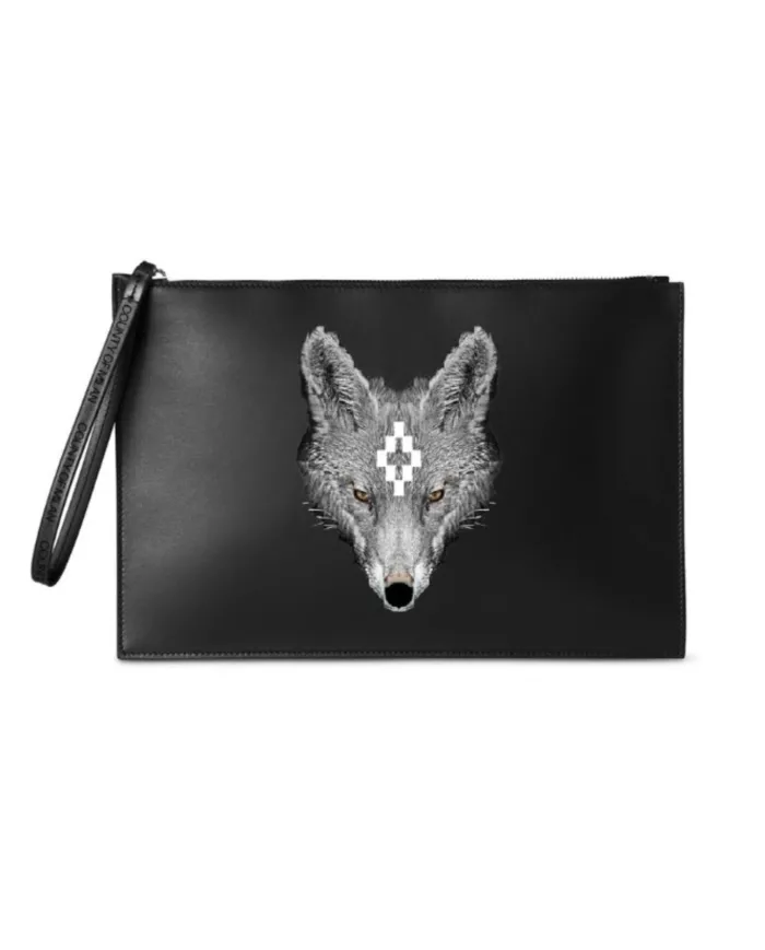 COUNTY OF MILAN Pochette Donna COMAF250138 AI 25/26 ecopelle con stampa wolf logata 00 nero/wolf