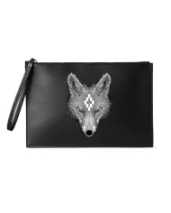 COUNTY OF MILAN Pochette Donna COMAF250138 AI 25/26 ecopelle con stampa wolf logata 00 nero/wolf