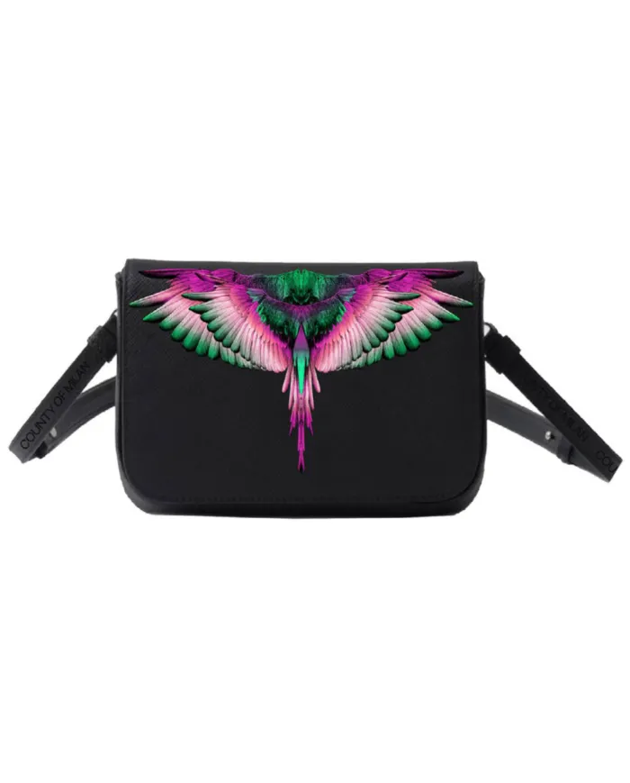 COUNTY OF MILAN Borsa Donna COMAF250142 AI 25/26 ecopelle con stampa wings 02 nero/pink wings COUNTY OF MILAN Borsa Donna COMAF250142 AI 25/26 ecopelle con stampa wings 02 nero/pink wings