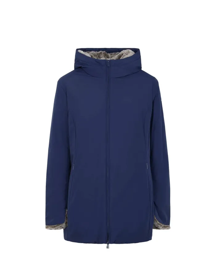 SUNS Parka Donna GBS53020D MARMOLADA AI 25/26 con cappuccio e interno in eco pelliccia V6 BLU STONE SUNS Parka Donna GBS53020D MARMOLADA AI 25/26 con cappuccio e interno in eco pelliccia V6 BLU STONE