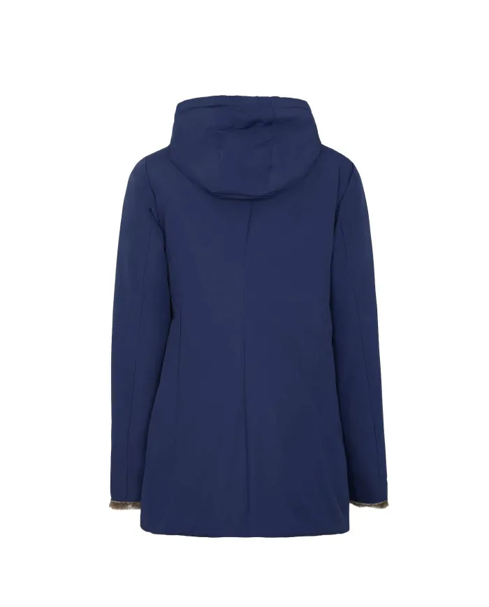 SUNS Parka Donna GBS53020D MARMOLADA AI 25/26 con cappuccio e interno in eco pelliccia V6 BLU STONE SUNS Parka Donna GBS53020D MARMOLADA AI 25/26 con cappuccio e interno in eco pelliccia V6 BLU STONE
