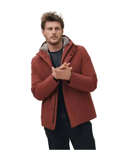 SUNS Giubbotto Uomo GBS53046U MONTEBIANCO FUR AI 25/26 corto con cappuccio e interno eco pelliccia V1 BORDEAUX