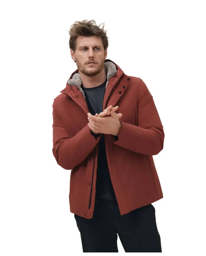 SUNS Giubbotto Uomo GBS53046U MONTEBIANCO FUR AI 25/26 corto con cappuccio e interno eco pelliccia V1 BORDEAUX