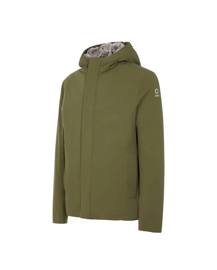 SUNS Giubbotto Uomo GBS53046U MONTEBIANCO FUR AI 25/26 corto con cappuccio e interno eco pelliccia V5 ARMY