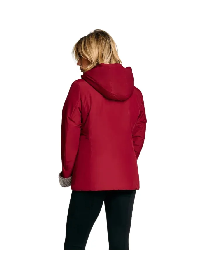 SUNS Giubbotto Donna GBS63023D ALYA FUR AI 25/26 corto con cappuccio ed eco pelliccia interna V1 CHERRY SUNS Giubbotto Donna GBS63023D ALYA FUR AI 25/26 corto con cappuccio ed eco pelliccia interna V1 CHERRY