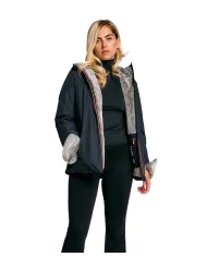 SUNS Giubbotto Donna GBS63023D ALYA FUR AI 25/26 corto con cappuccio ed eco pelliccia interna V2 BLACK