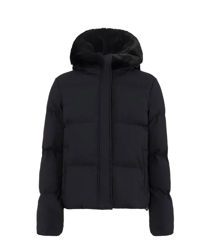 SUNS Piumino Donna GBS63035D GINAN AI 25/26 trapuntato con cappuccio ed eco pelliccia interna V1 BLACK SUNS Piumino Donna GBS63035D GINAN AI 25/26 trapuntato con cappuccio ed eco pelliccia interna V1 BLACK
