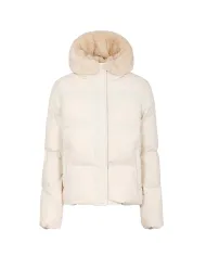 SUNS Piumino Donna GBS63035D GINAN AI 25/26 trapuntato con cappuccio ed eco pelliccia interna V2 MILK