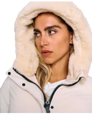 SUNS Piumino Donna GBS63035D GINAN AI 25/26 trapuntato con cappuccio ed eco pelliccia interna V2 MILK