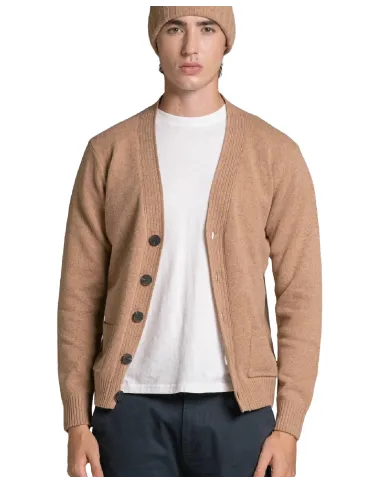 IMPURE Cardigan Uomo CHAD WN8 AI 2025/2026 in misto lana con bottoni a contrasto 244 ALMOND