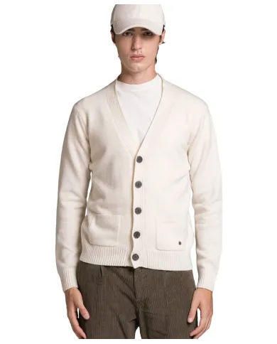 IMPURE Cardigan Uomo CHAD WN8 AI 2025/2026 in misto lana con bottoni a contrasto 23 OFF WHITE