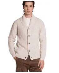 IMPURE Cardigan Uomo DANIEL WN7 AI 25/26 in moulinè con collo e bottoni 56 ECRU