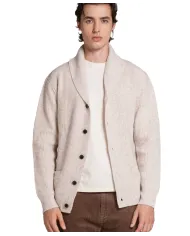 IMPURE Cardigan Uomo DANIEL WN7 AI 25/26 in moulinè con collo e bottoni 56 ECRU