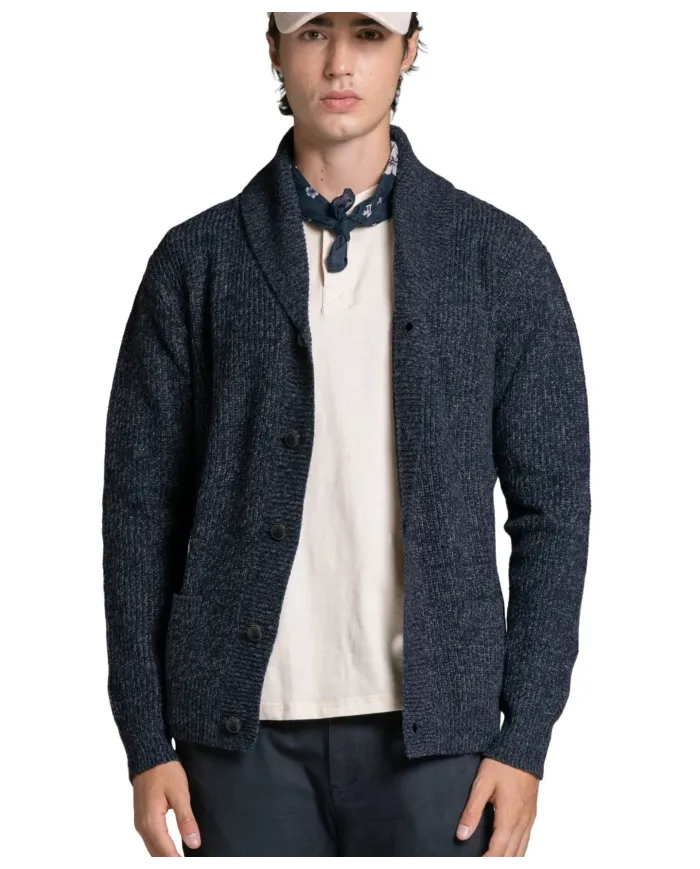 IMPURE Cardigan Uomo DANIEL WN7 AI 25/26 in moulinè con collo e bottoni 01 NAVY IMPURE Cardigan Uomo DANIEL WN7 AI 25/26 in moulinè con collo e bottoni 01 NAVY