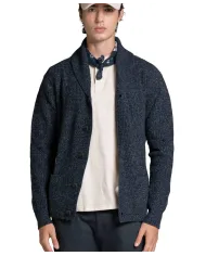 IMPURE Cardigan Uomo DANIEL WN7 AI 25/26 in moulinè con collo e bottoni 01 NAVY