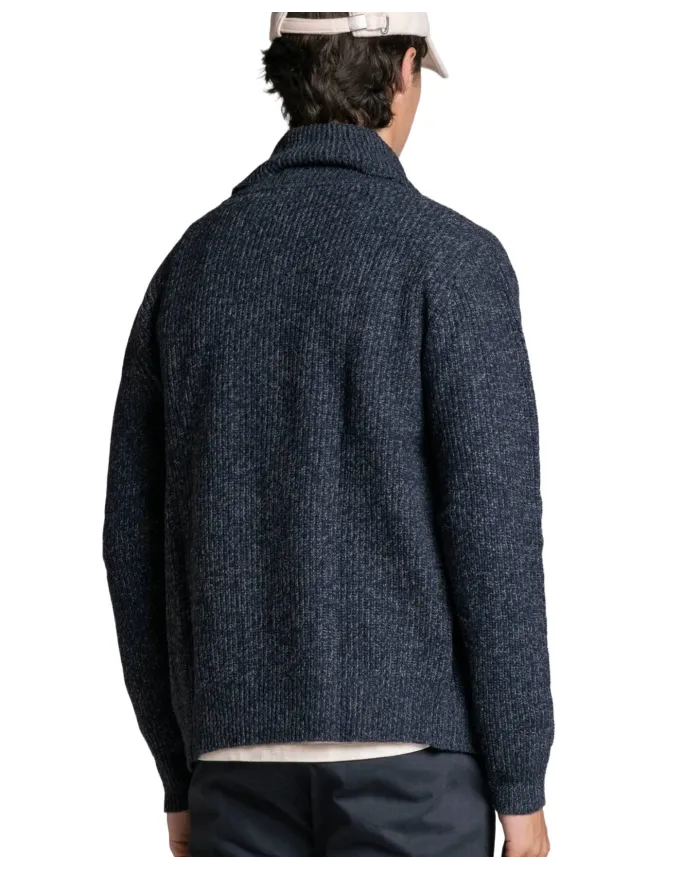 IMPURE Cardigan Uomo DANIEL WN7 AI 25/26 in moulinè con collo e bottoni 01 NAVY IMPURE Cardigan Uomo DANIEL WN7 AI 25/26 in moulinè con collo e bottoni 01 NAVY