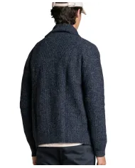 IMPURE Cardigan Uomo DANIEL WN7 AI 25/26 in moulinè con collo e bottoni 01 NAVY