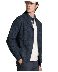 IMPURE Cardigan Uomo DANIEL WN7 AI 25/26 in moulinè con collo e bottoni 01 NAVY