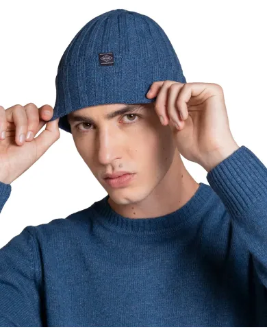 IMPURE Cappellino Uomo LAY WN8 AI 25/26 in lana a coste con risvolto 27 BLUE IMPURE Cappellino Uomo LAY WN8 AI 25/26 in lana a coste con risvolto 27 BLUE
