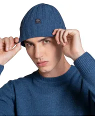 IMPURE Cappellino Uomo LAY WN8 AI 25/26 in lana a coste con risvolto 27 BLUE