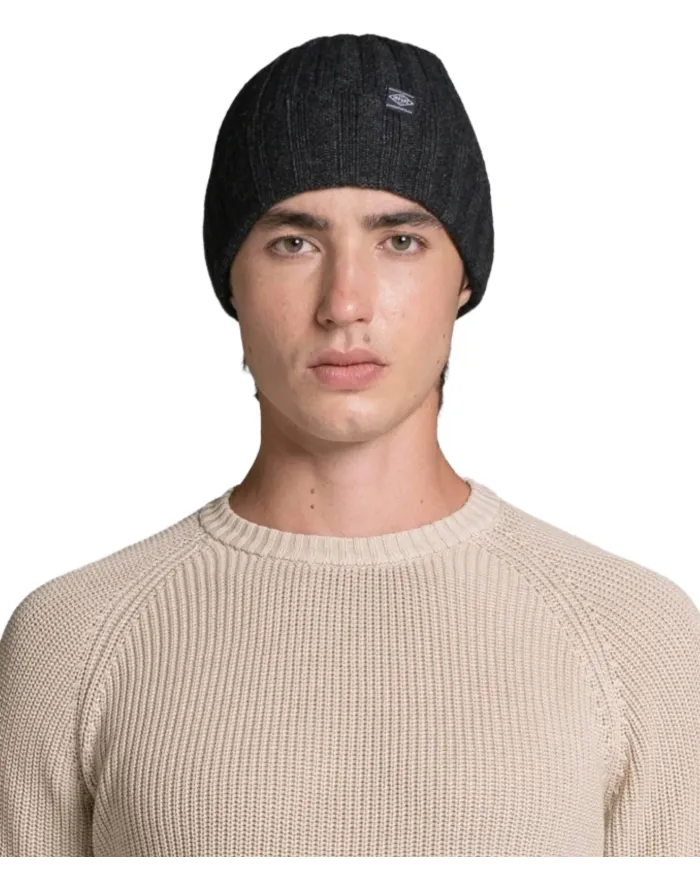 IMPURE Cappellino Uomo LAY WN8 AI 25/26 in lana a coste con risvolto 11 BLACK BOARD IMPURE Cappellino Uomo LAY WN8 AI 25/26 in lana a coste con risvolto 11 BLACK BOARD