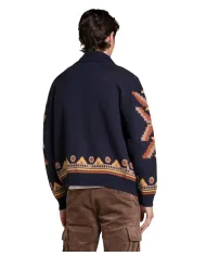 IMPURE Cardigan Uomo SAWYER WN5 AI 25/26 lavorazione jacquard etnico con bottoni 01 NAVY