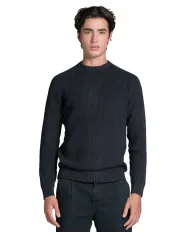 IMPURE Maglia Uomo SIMON COT AI 25/26 cotone in tinta unita 01 NAVY