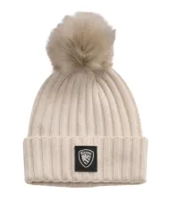BLAUER Berretto Donna 25WBLDA05337 006127 LIFE AI 25/26 lana con pon pon applicato 129 WHITE