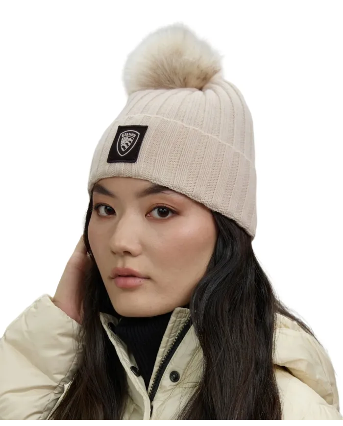 BLAUER Berretto Donna 25WBLDA05337 006127 LIFE AI 25/26 lana con pon pon applicato 129 WHITE BLAUER Berretto Donna 25WBLDA05337 006127 LIFE AI 25/26 lana con pon pon applicato 129 WHITE